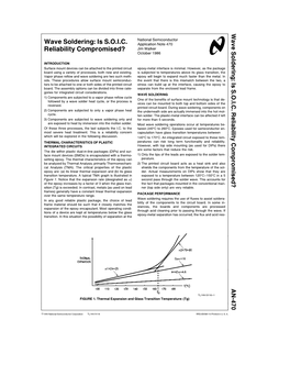 Wave Soldering Is S.O.I.C. Reliability Compromised