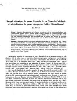 Sterculiaceae Des Environs De Nouméa Mais Cette Fois Dans Le Genre Sterculia Dithè (Sect