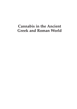 Cannabis in the Ancient Greek and Roman World