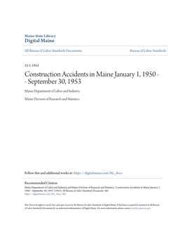 Construction Accidents in Maine January 1, 1950 -- September 30, 1953