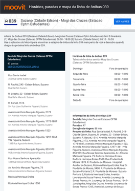 Horários, Paradas E Mapa Da Linha De Ônibus 039