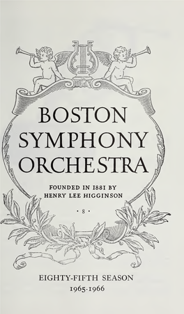 Boston Symphony Orchestra Concert Programs, Season 85, 1965