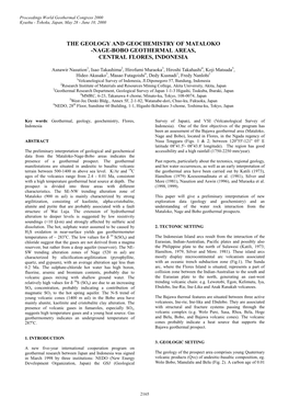 The Geology and Geochemistry of Mataloko -Nage-Bobo Geothermal Areas, Central Flores, Indonesia