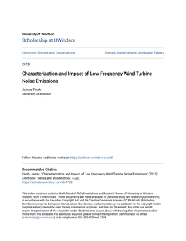 Characterization and Impact of Low Frequency Wind Turbine Noise Emissions