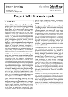 Congo: a Stalled Democratic Agenda