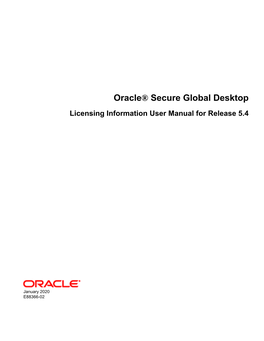 Oracle® Secure Global Desktop Licensing Information User Manual for Release 5.4