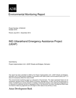 IND:Uttarakhand Emergency Assistance Project (UEAP)