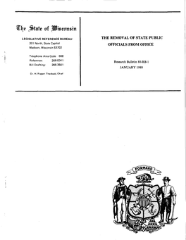 THE REMOVAL of STATE PUBLIC OFFICIALS from OFFICE Table of Contents Page INTRODUCTION