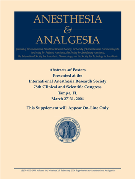 Anesthesia & Analgesia