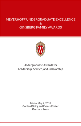 Meyerhoff Undergraduate Excellence & Ginsberg Family Awards