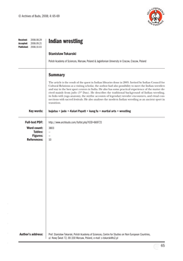 Indian Wrestling Published: 2008.10.03 Stanisław Tokarski