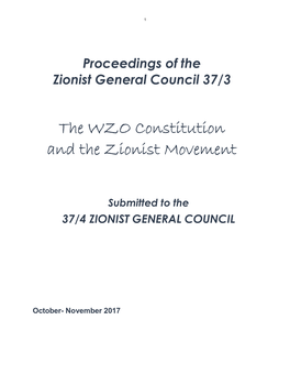 The WZO Constitution and the Zionist Movement