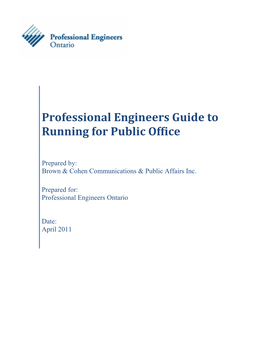 Professional Engineers Guide to Running for Public Office