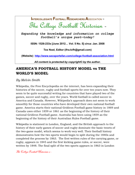 The College Football Historian ™ Expanding the Knowledge and Information on College Football’S Unique Past—Today!