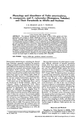 Phenology and Abundance of Nabis Americoferus, N. Roseipennis, and N