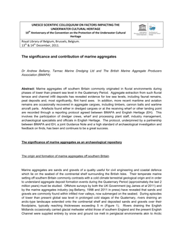 The Significance and Contribution of Marine Aggregates