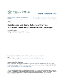 Evolving Strategies in the Rural New England Landscape