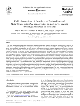 Field Observations of the Effects of Fenitrothion and Metarhizium