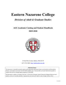 Adult & Graduate Studies Catalog 2019