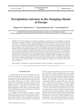 Precipitation Extremes in the Changing Climate of Europe