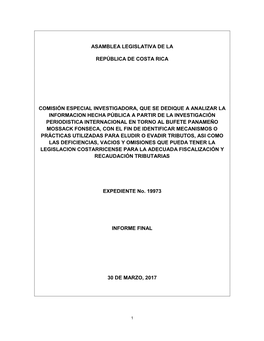 ASAMBLEA LEGISLATIVA De La REPÚBLICA De COSTA RICA