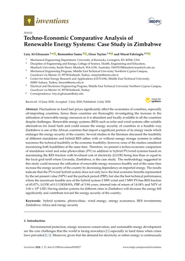 Techno-Economic Comparative Analysis of Renewable Energy Systems: Case Study in Zimbabwe