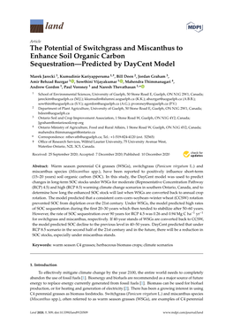 The Potential of Switchgrass and Miscanthus to Enhance Soil Organic Carbon Sequestration—Predicted by Daycent Model