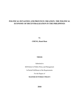 Political Dynasties and Province Creation: the Political Economy of Decentralization in the Philippines