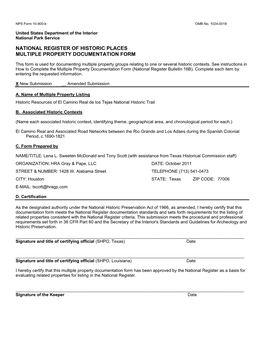 National Register of Historic Places Multiple Property Documentation Form