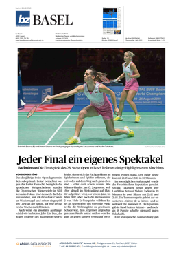 Jeder Final Ein Eigenes Spektakel Badminton Die Finalspiele Des 28