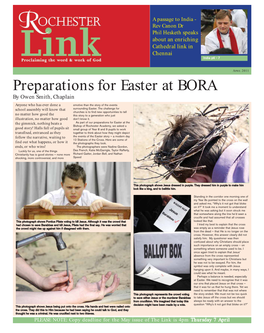 Preparations for Easter at BORA by Owen Smith, Chaplain