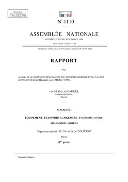 N° 1110 Assemblée Nationale