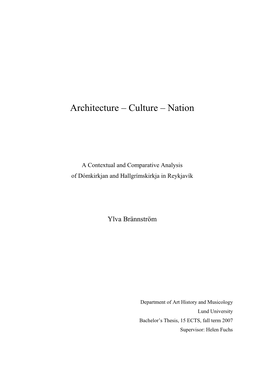 Architecture – Culture – Nation