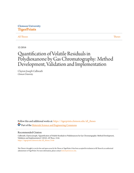 Quantification of Volatile Residuals in Polydioxanone by Gas