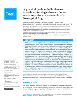 A Practical Guide to Build De-Novo Assemblies for Single Tissues of Non- Model Organisms: the Example of a Neotropical Frog