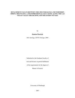 Detachment Faults Between the Specter Range and Northern Spring Mountains: a Transpressional Fault Zone Along the Las Vegas Valley Shear Zone, Southeastern Nevada