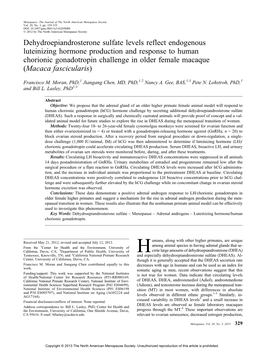 Dehydroepiandrosterone Sulfate Levels Reflect Endogenous