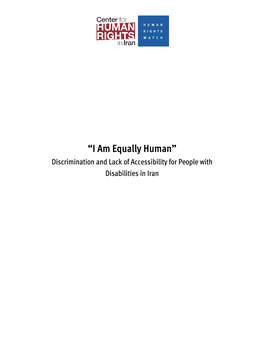 “I Am Equally Human” Discrimination and Lack of Accessibility for People with Disabilities in Iran