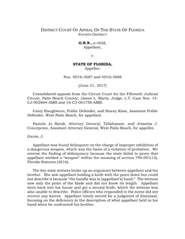 District Court of Appeal of the State of Florida Fourth District