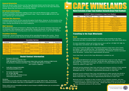 Useful Contact Information Match Schedule at Cape Town Stadium