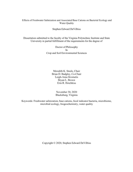 Stephen Edward Devilbiss Dissertation Submitted to the Faculty of the Virginia Polytechnic Institute and State University In