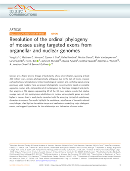 Resolution of the Ordinal Phylogeny of Mosses Using Targeted Exons from Organellar and Nuclear Genomes