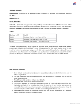 Terms and Conditions Campaign Date: 00:00 Hours on 18Th November, 2016 to 23:59 Hours 31St December, 2016 (Hereinafter Referred