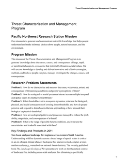 Threat Characterization and Management Program