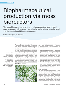 Biopharmaceutical Production Via Moss Bioreactors