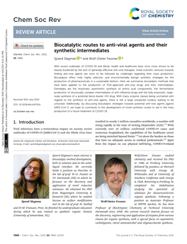 Biocatalytic Routes to Anti-Viral Agents and Their Synthetic Intermediates Cite This: Chem