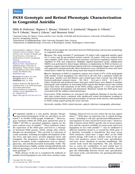 PAX6 Genotypic and Retinal Phenotypic Characterization in Congenital Aniridia