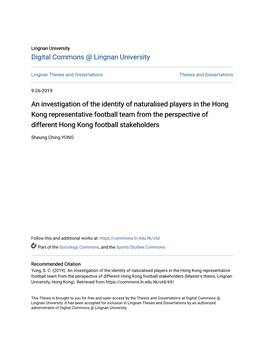 An Investigation of the Identity of Naturalised Players in the Hong Kong Representative Football Team from the Perspective of Di