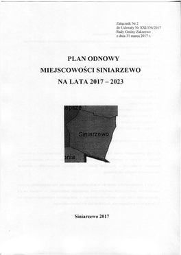 Plan Odnowy Miejscowosci Siniarzewo Na Lata 2017 - 2023