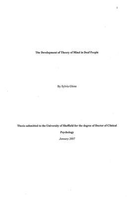 The Development of Theory of Mind in Deaf People by Sylvia Glenn